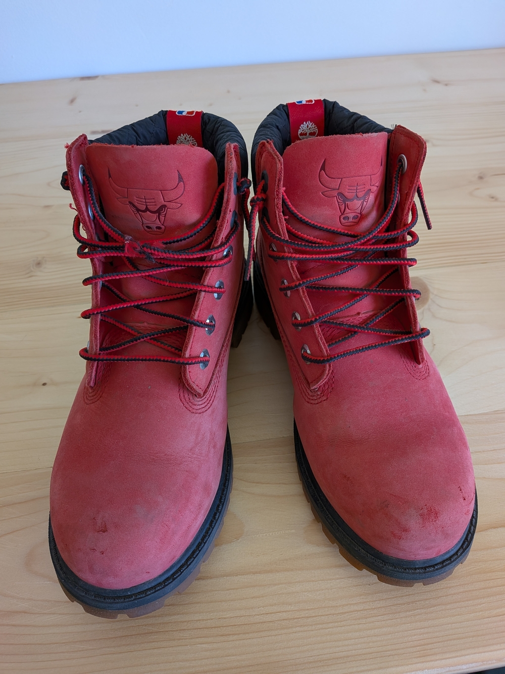 Timberland Red Kids Lace-Up Boots with Embossed Logo